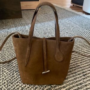 Little Liffner Sprout Tote Mini Chestnut Suede